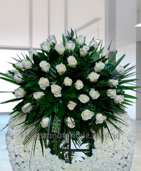 Corona funeraria clavel suprema blanca especial