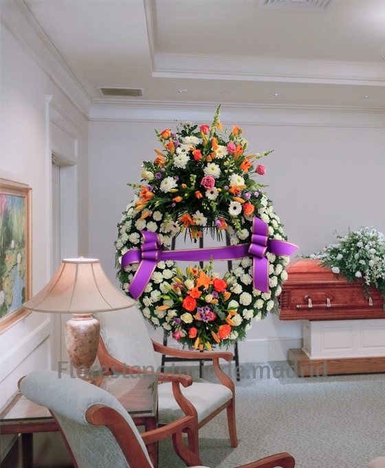 Corona Funeraria Doble Cabezal Naranja